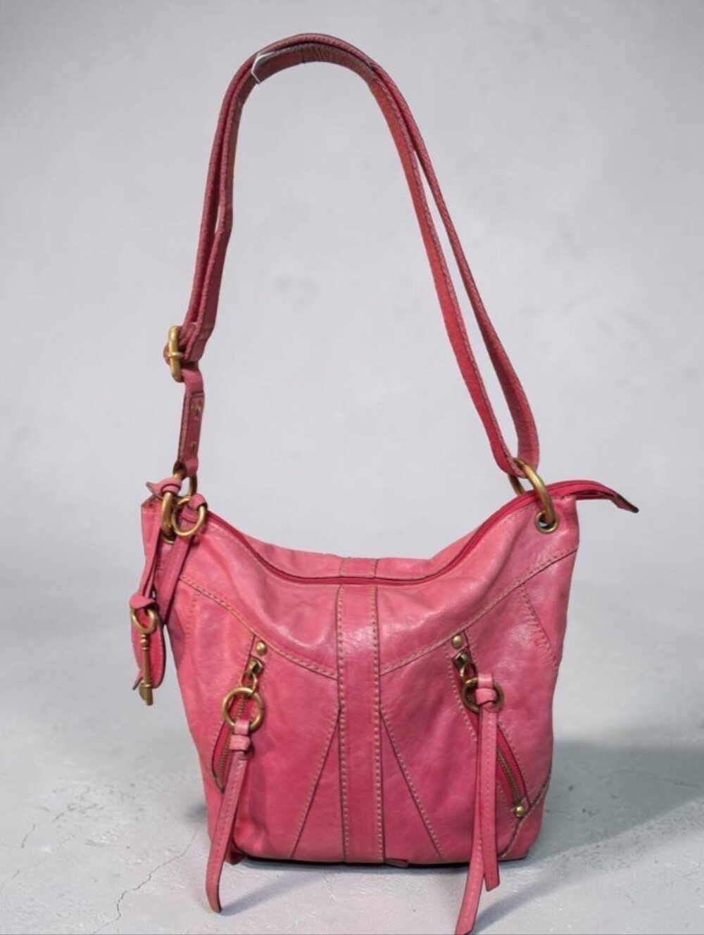 Fossil Tessa Vintage Leather Pink Crossbody Shoulder Bag